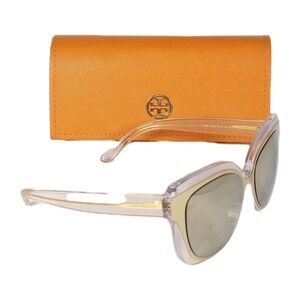 Tory Burch TY9046 Clear Gold Frame Mirrored Lens Cat Eye Sunglasses W Case